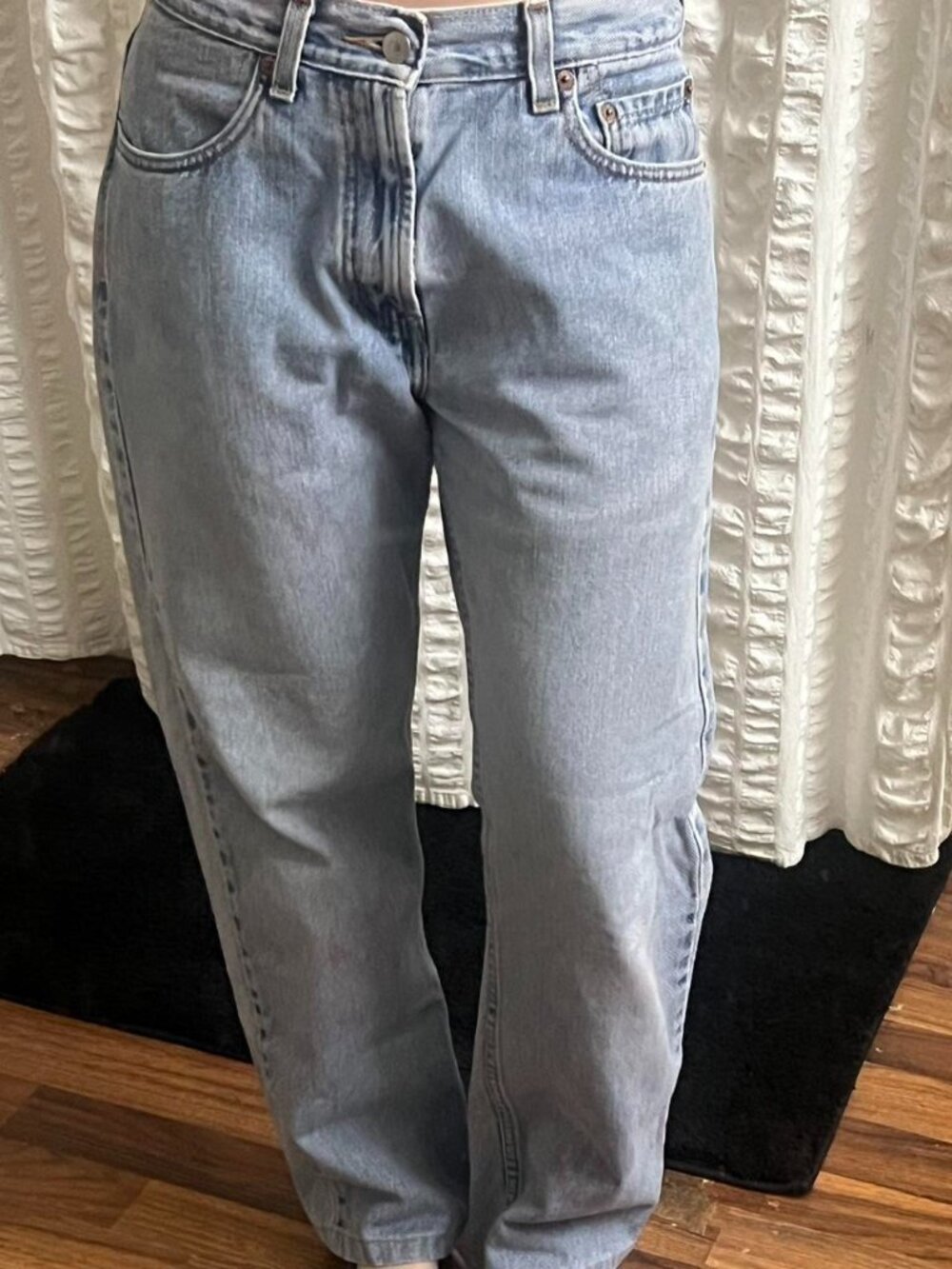 Vintage Light Wash Distressed Straight Jeans